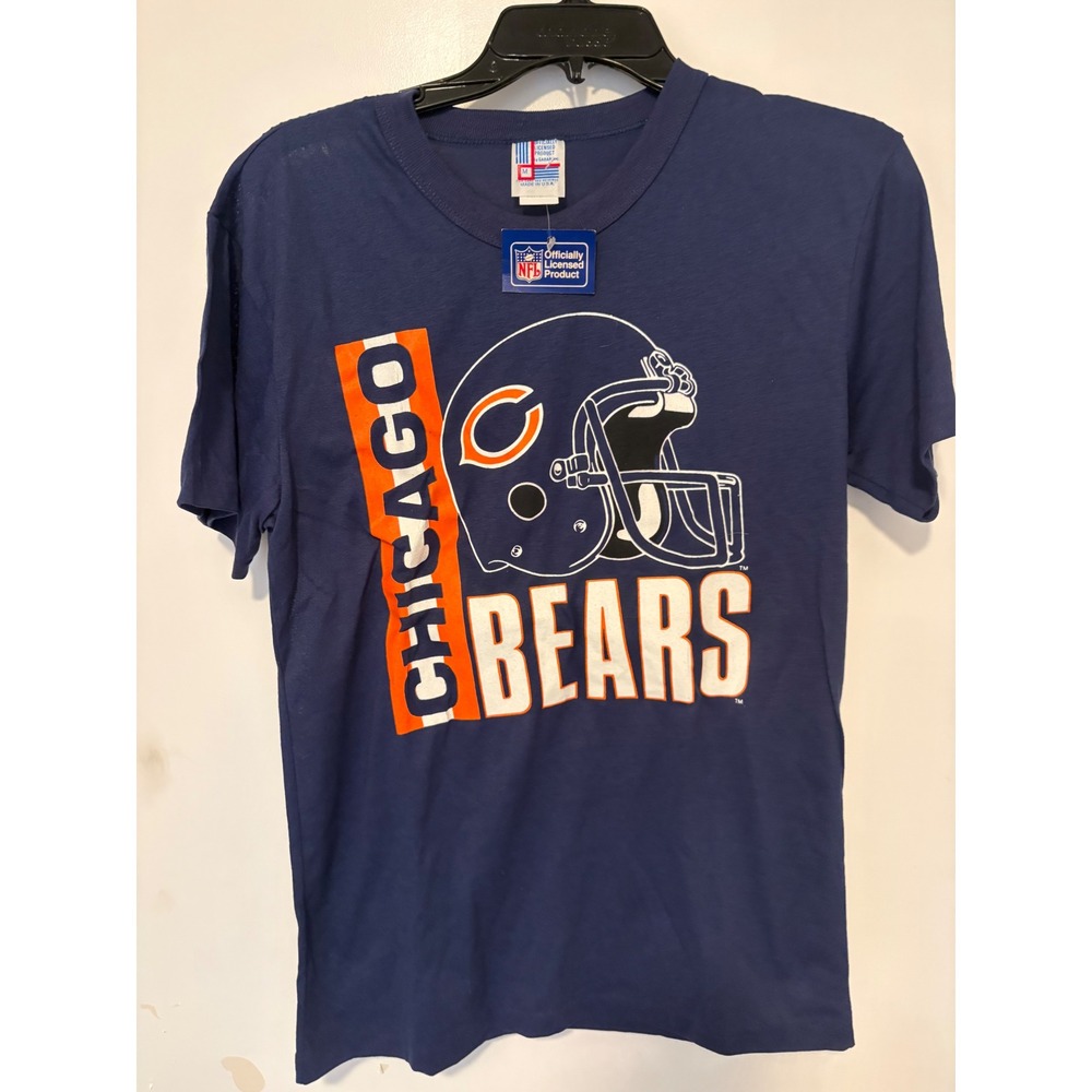 Vintage Chicago Bears T Shirt Mens Medium Navy NFL Garan Made in USA NWT 90s